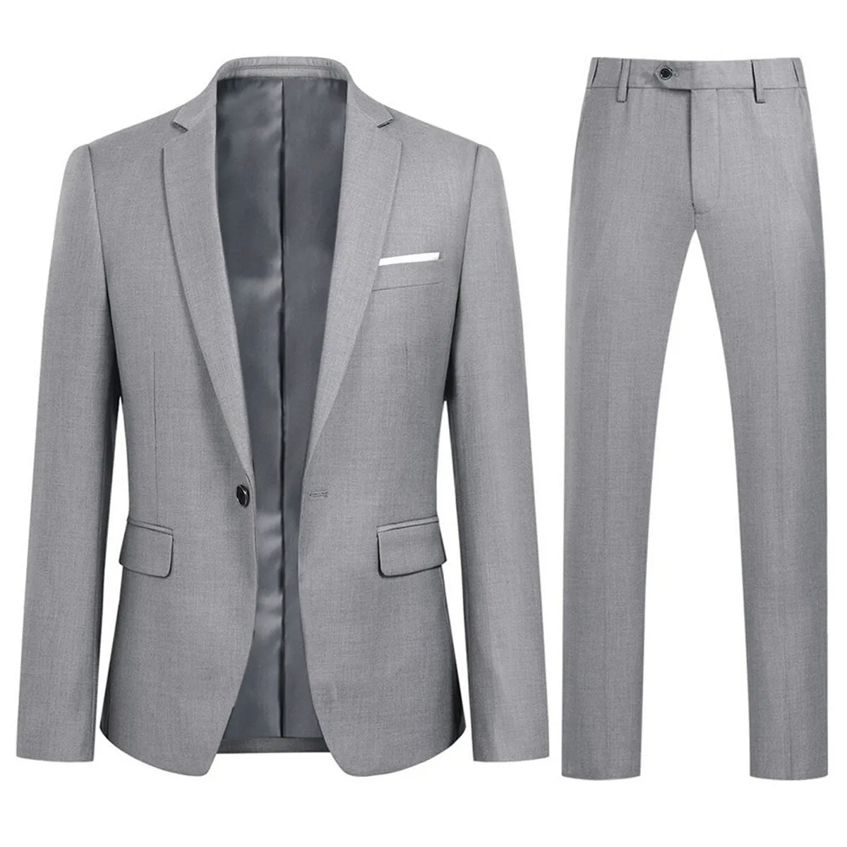 2-Piece Slim Fit Simple Designed Grey Suit