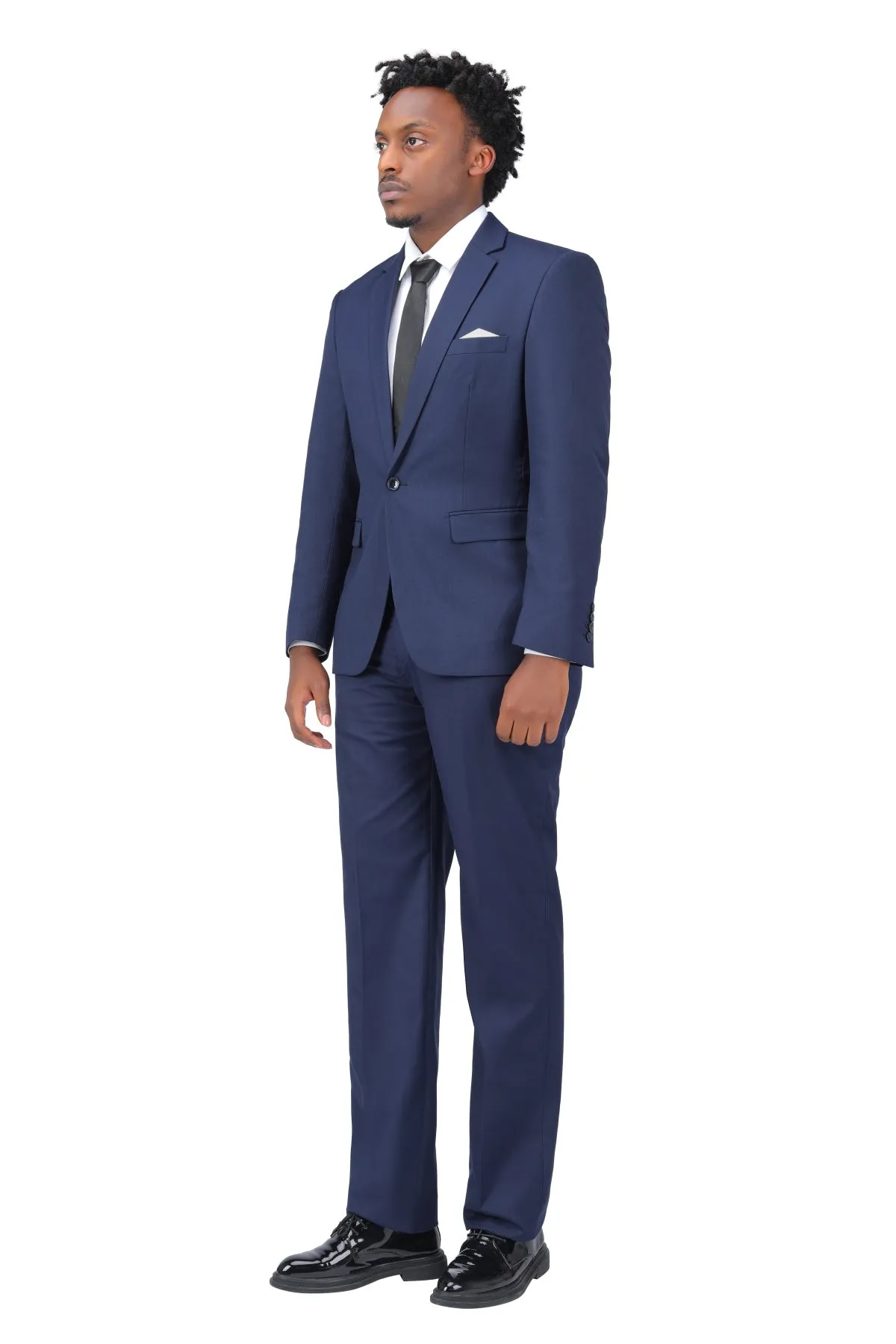 2-Piece Slim Fit Simple Designed Navy Suit