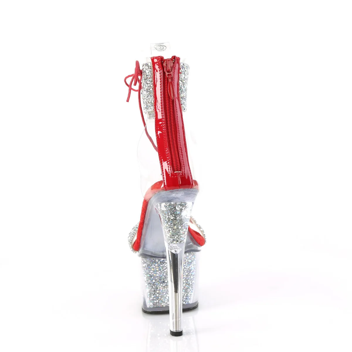 7 Inch Heel SKY-327RSI Red Silver Rhinestone