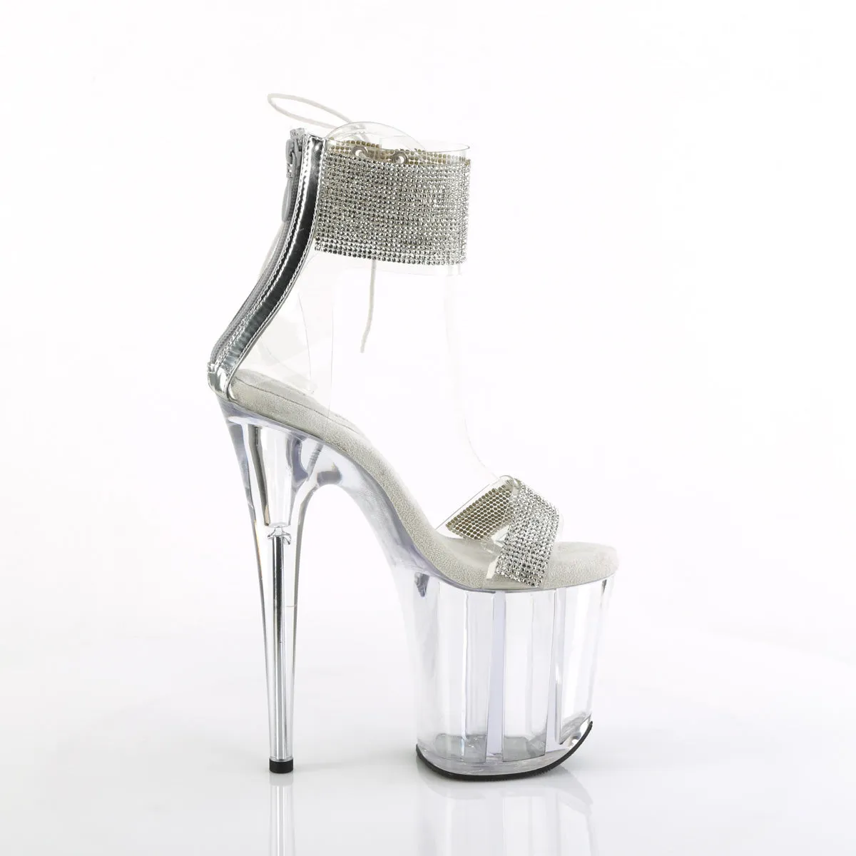 8 Inch Heel FLAMINGO-827RS Clear Silver