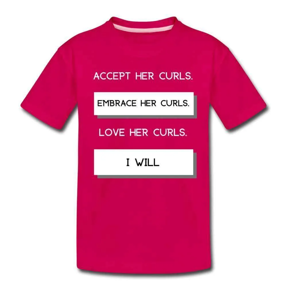 Accept Her Curls Boys T-Shirt (White Print)