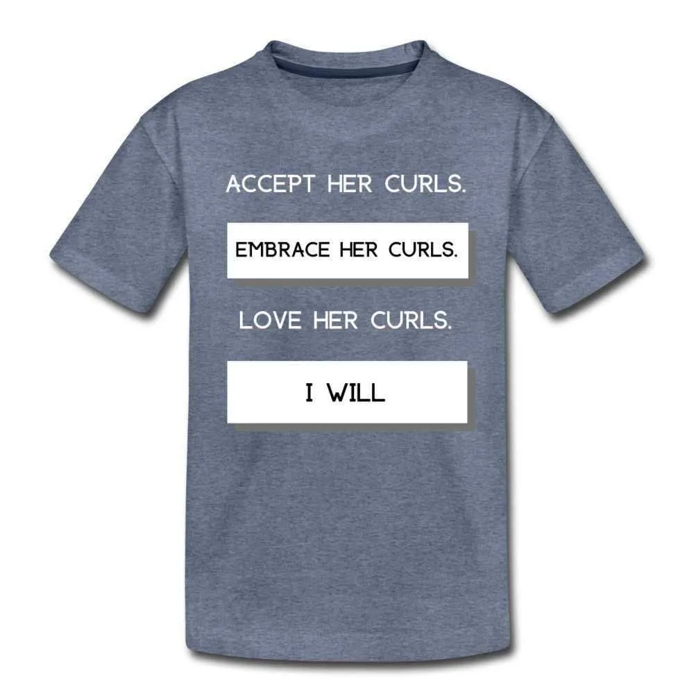 Accept Her Curls Boys T-Shirt (White Print)