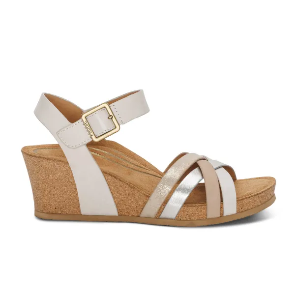 Aetrex Women's Noelle Cork Wedge Sandal Ivory