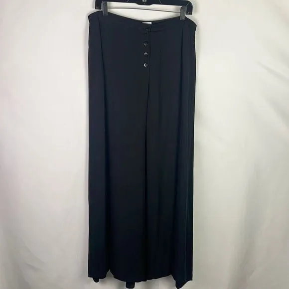 Armani Collezioni Black Wide Leg Trousers Slacks