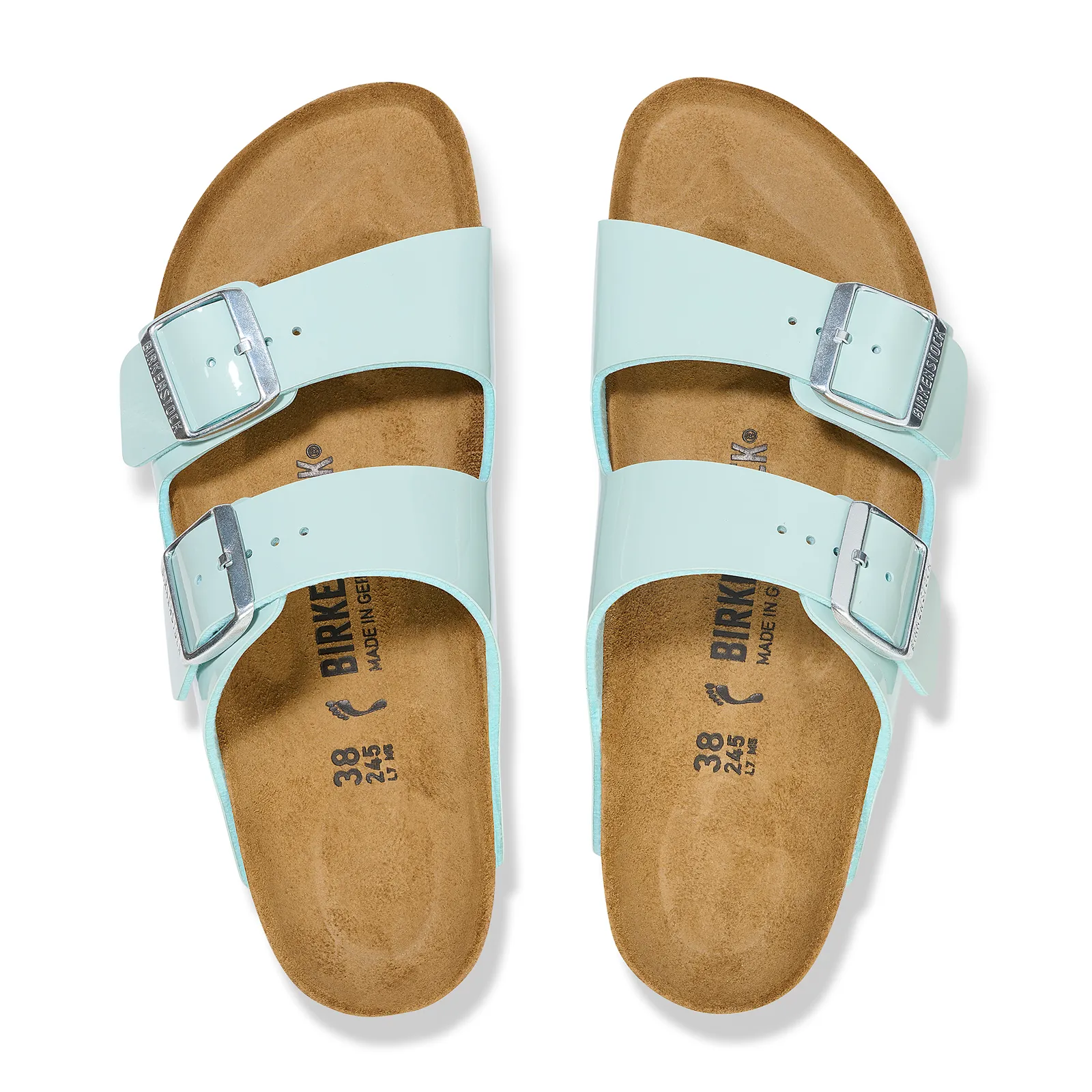 Birkenstock Arizona Narrow Sandal (Women) - Patent Surf Green Birko-Flor