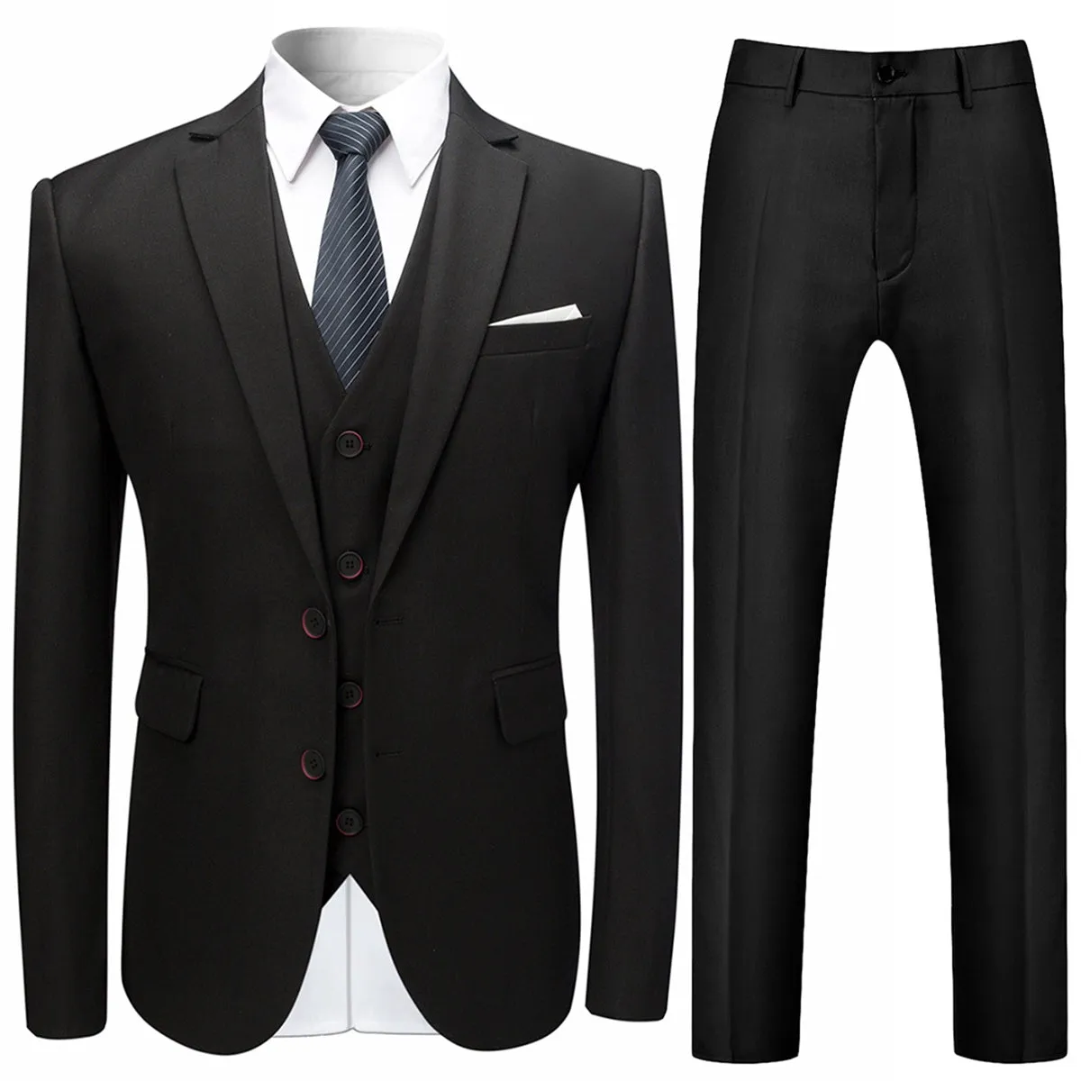 Black 3-Piece Suit Slim Fit Two Button Suit