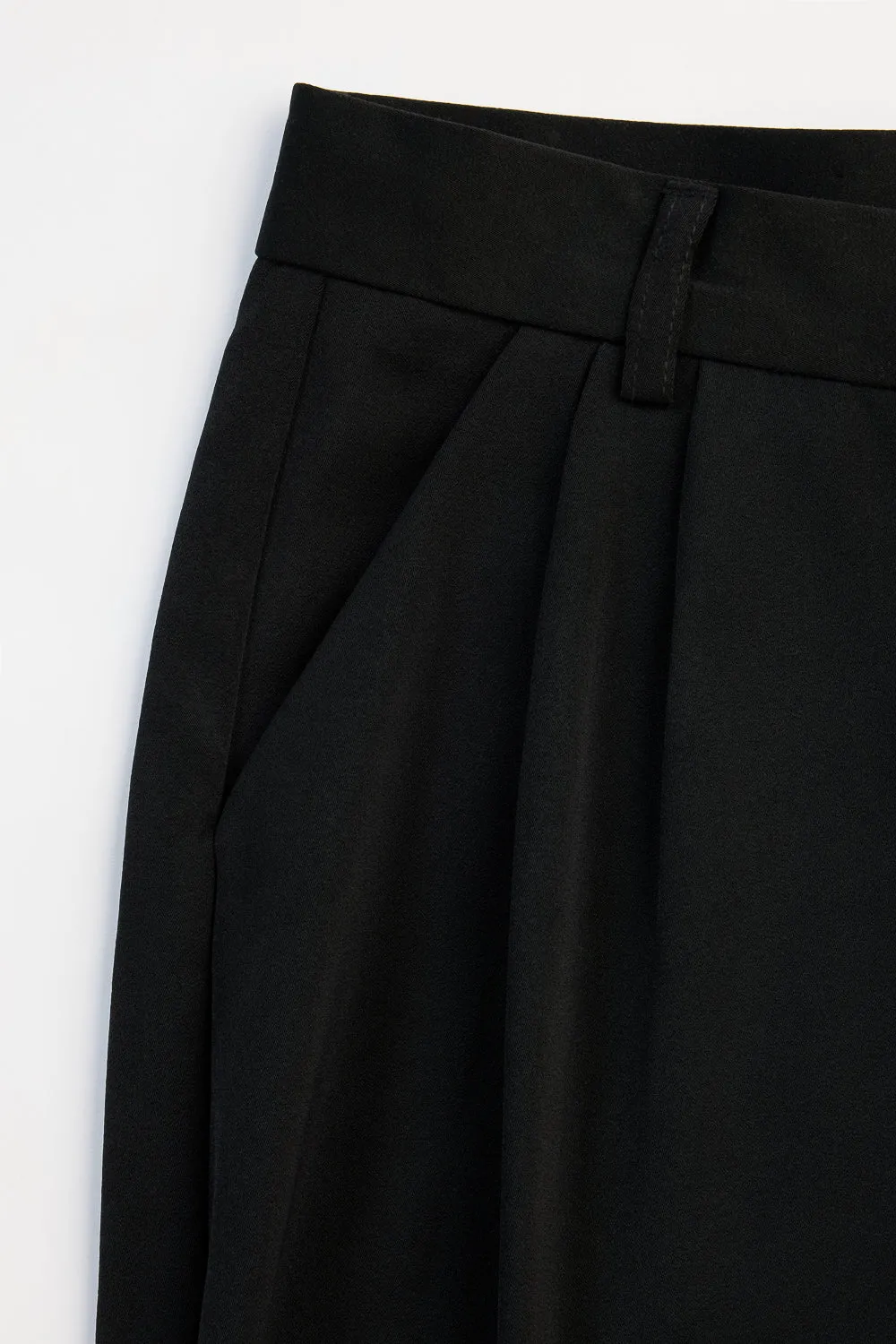 Black Double Pleated Korean Pants