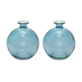 Blue Glass Table Vases - Set of 2