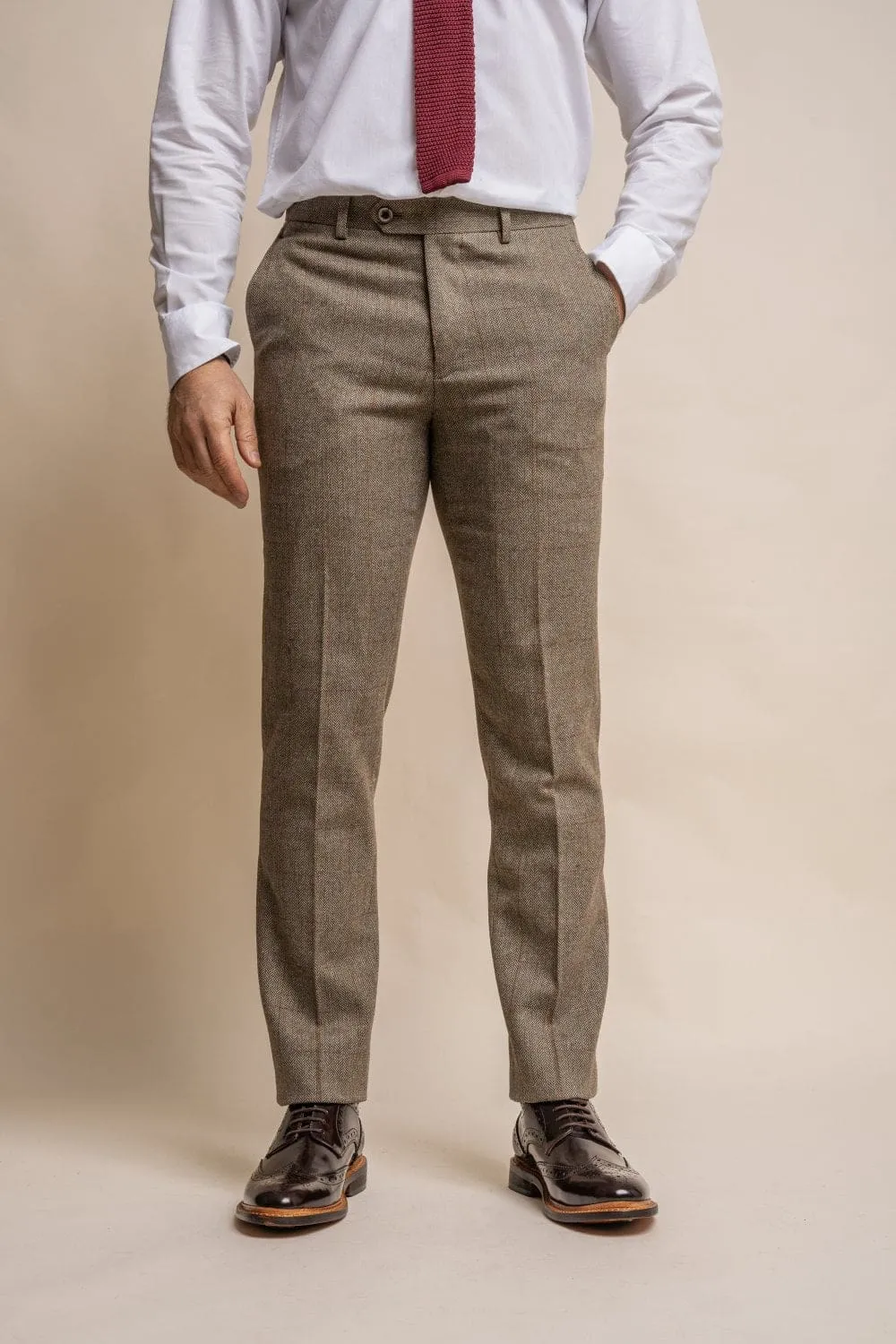 Cavani Gaston Sage Tweed Slim Fit  Trousers