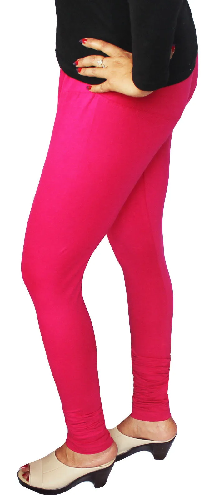 Churidar 4 Way Stretchable Leggings Womens India Clothing Bottoms (Hot Pink)