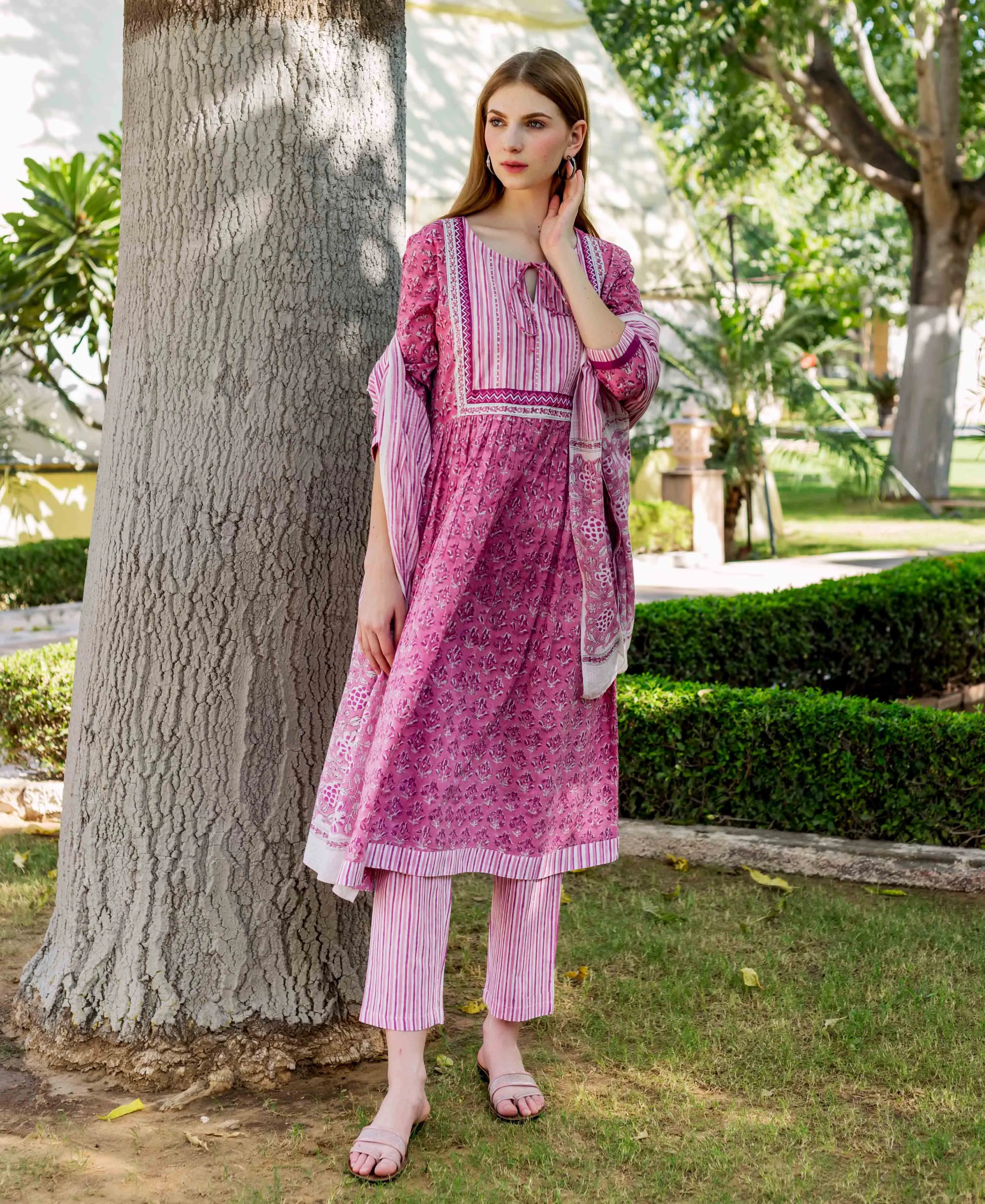 Cordelia Pink A-Line Cotton Kurta