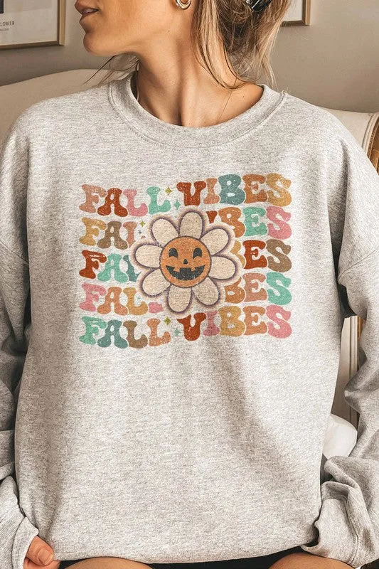 FALL VIBES FLOWER SWEATSHIRT PLUS SIZE