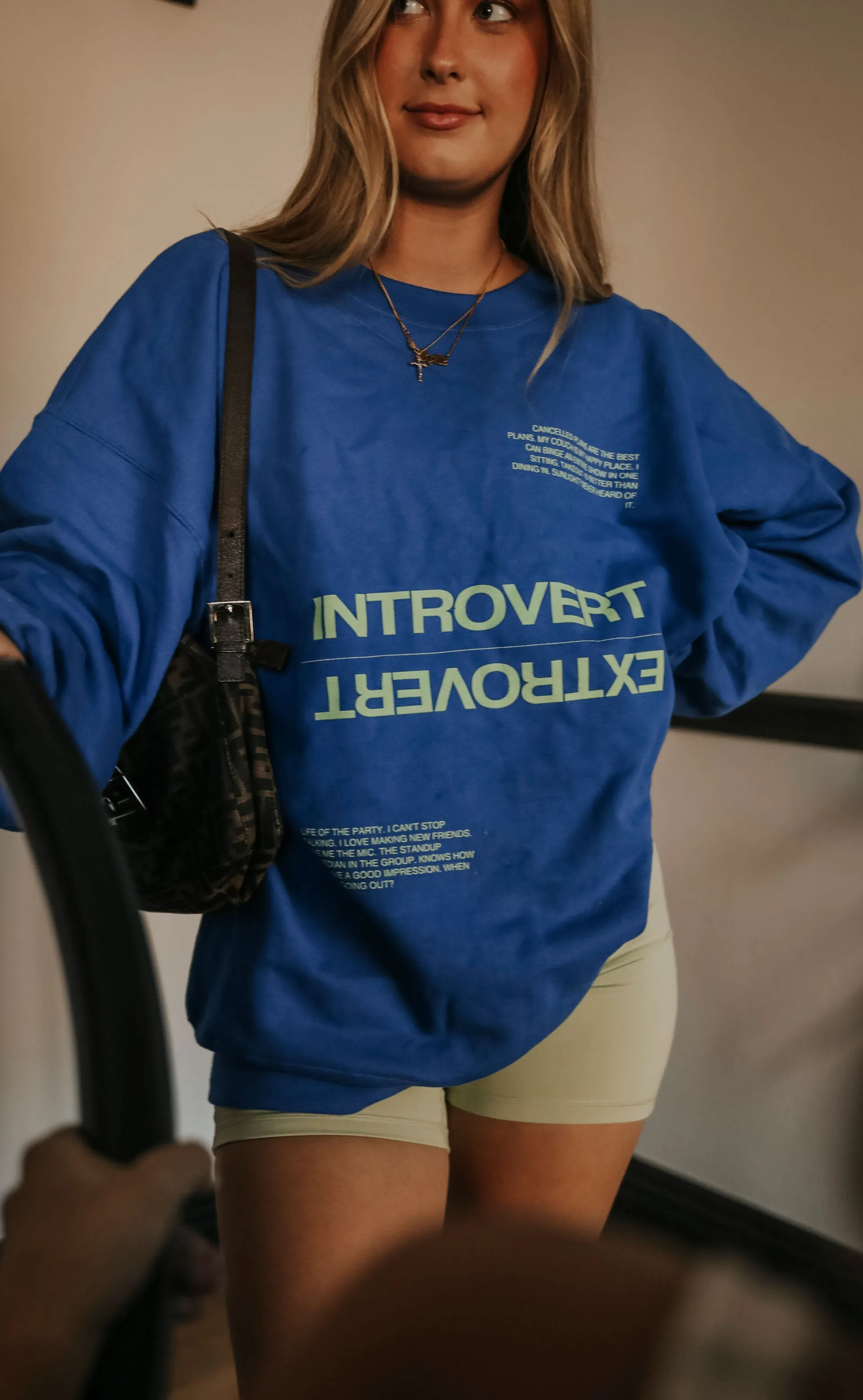 friday   saturday: introvert/extrovert sweatshirt - blue