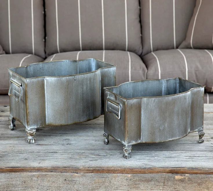 Handsome Footed Metal Planter