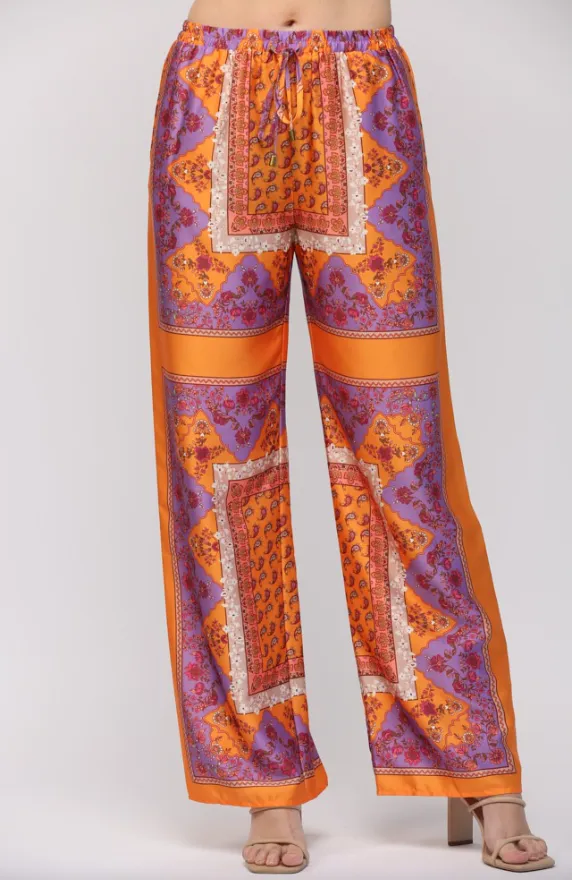 Isla Paisley Print Wide Leg Pants