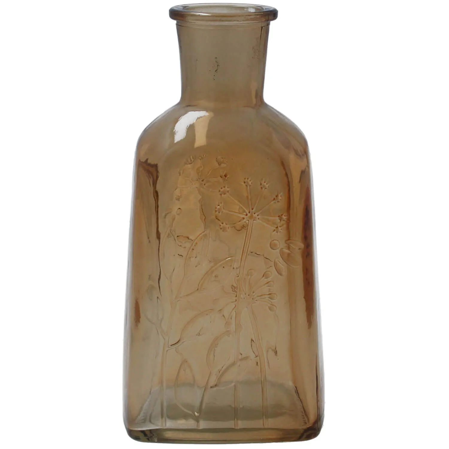 Light Amber Glass Meadow Design Bottle Vase