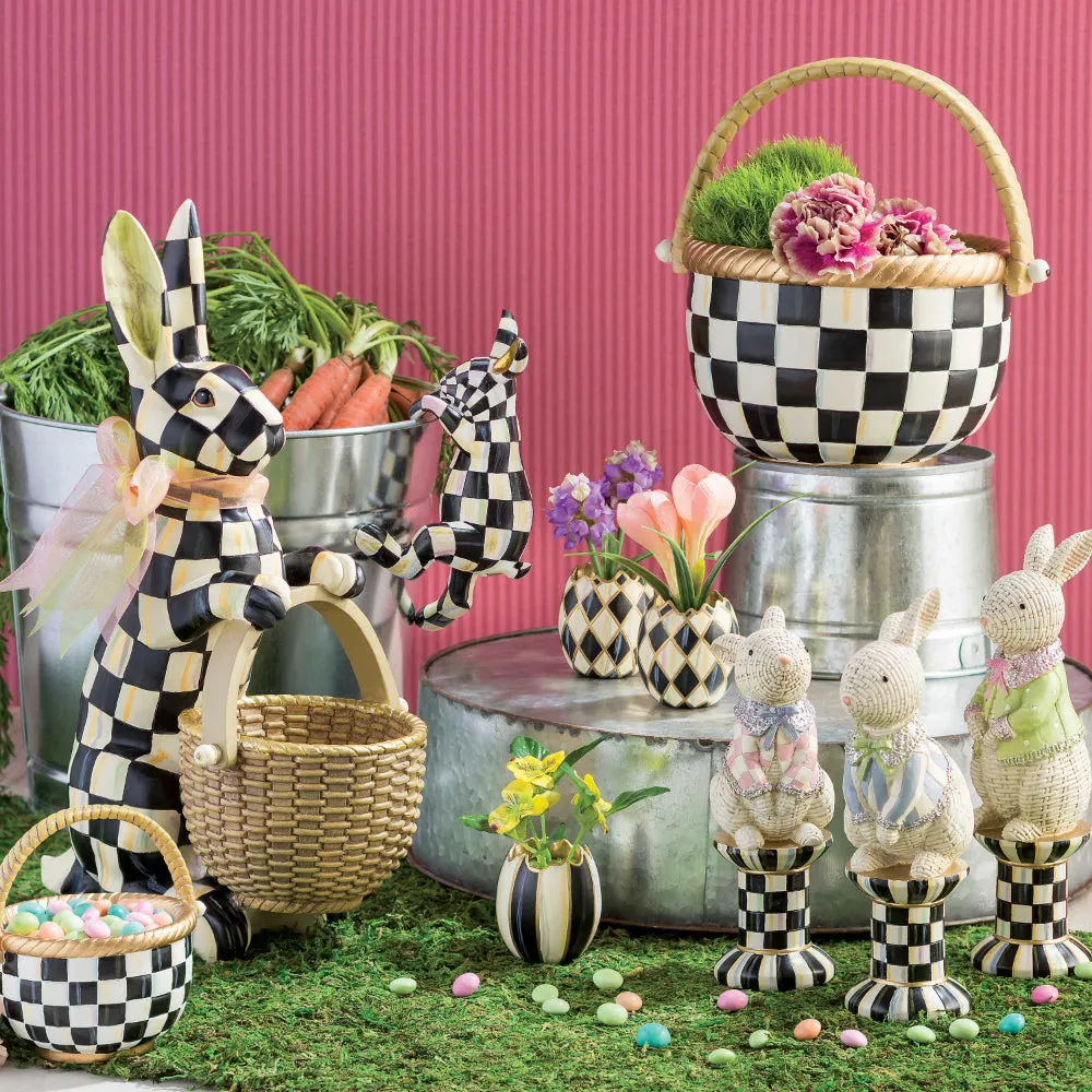 MacKenzie-Childs Funny Bunny Pot Climber- Courtly Check