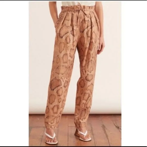 Mara HoffmanTan Snake Paper Bag Tie Slacks