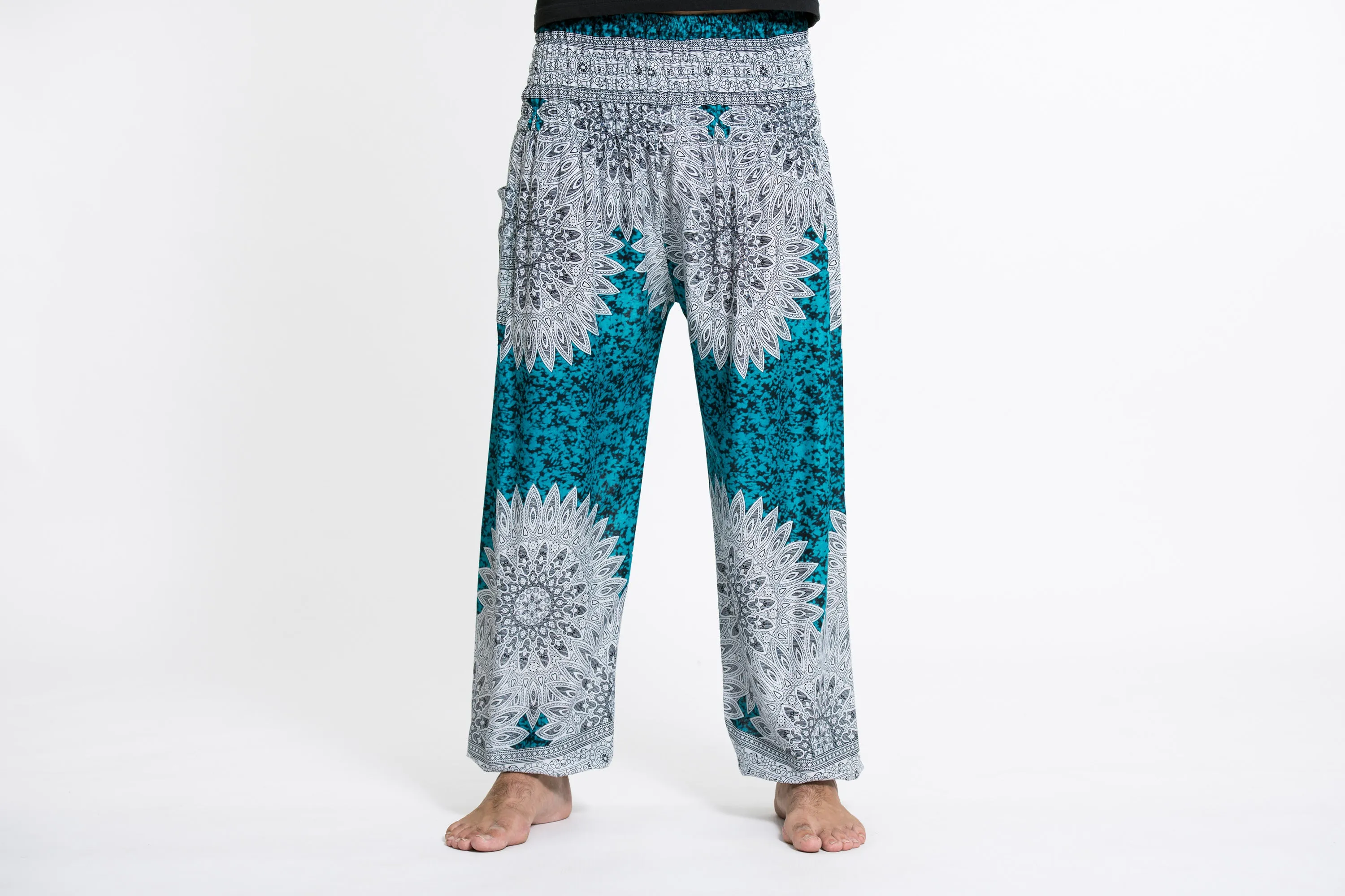 Marble Mandalas Men's Harem Pants in Turquoise