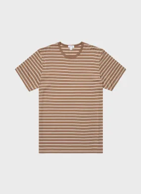 Men's Classic T-shirt in Dark Sand/Ecru Tramline Stripe