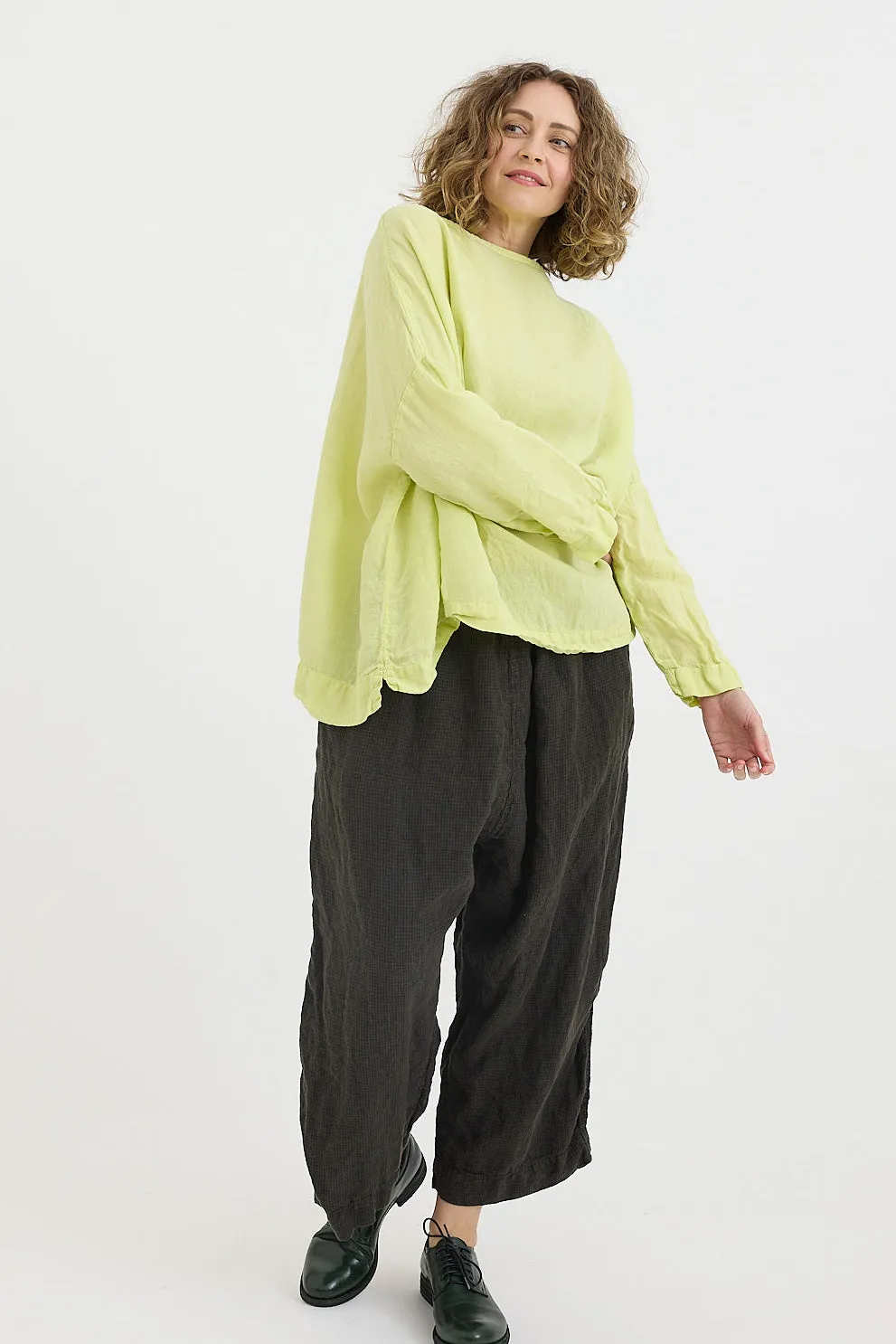 Metta - Freyja Slouch Pant - Micro Check Linen