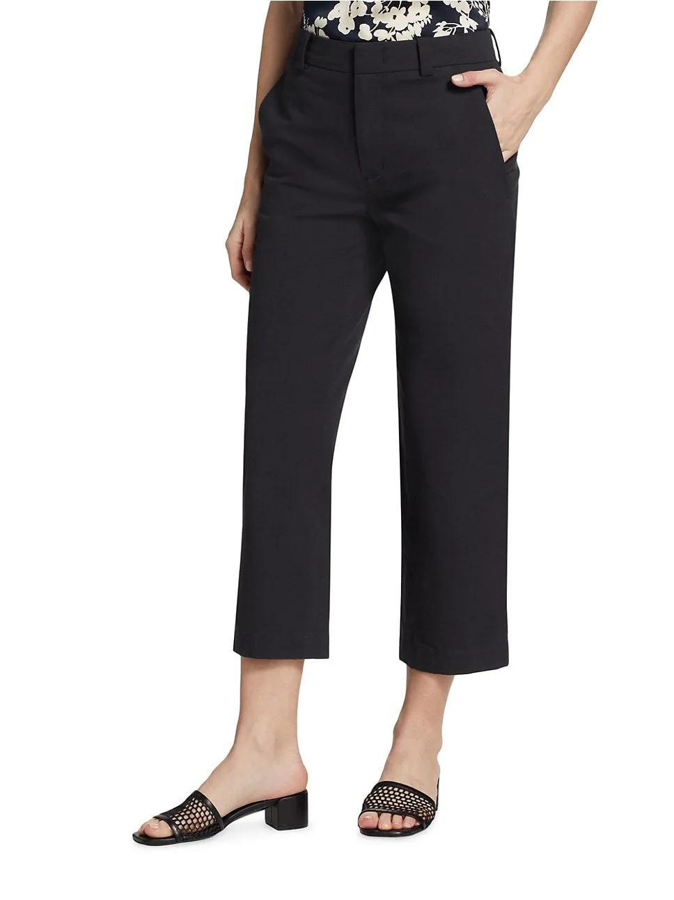 Mid Rise Washed Cotton Crop Pant