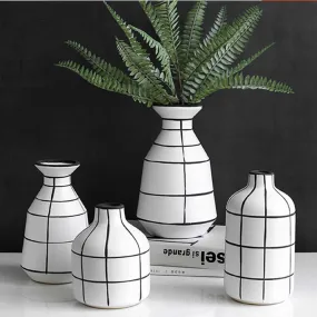 Monochrome Tile Pattern Vases