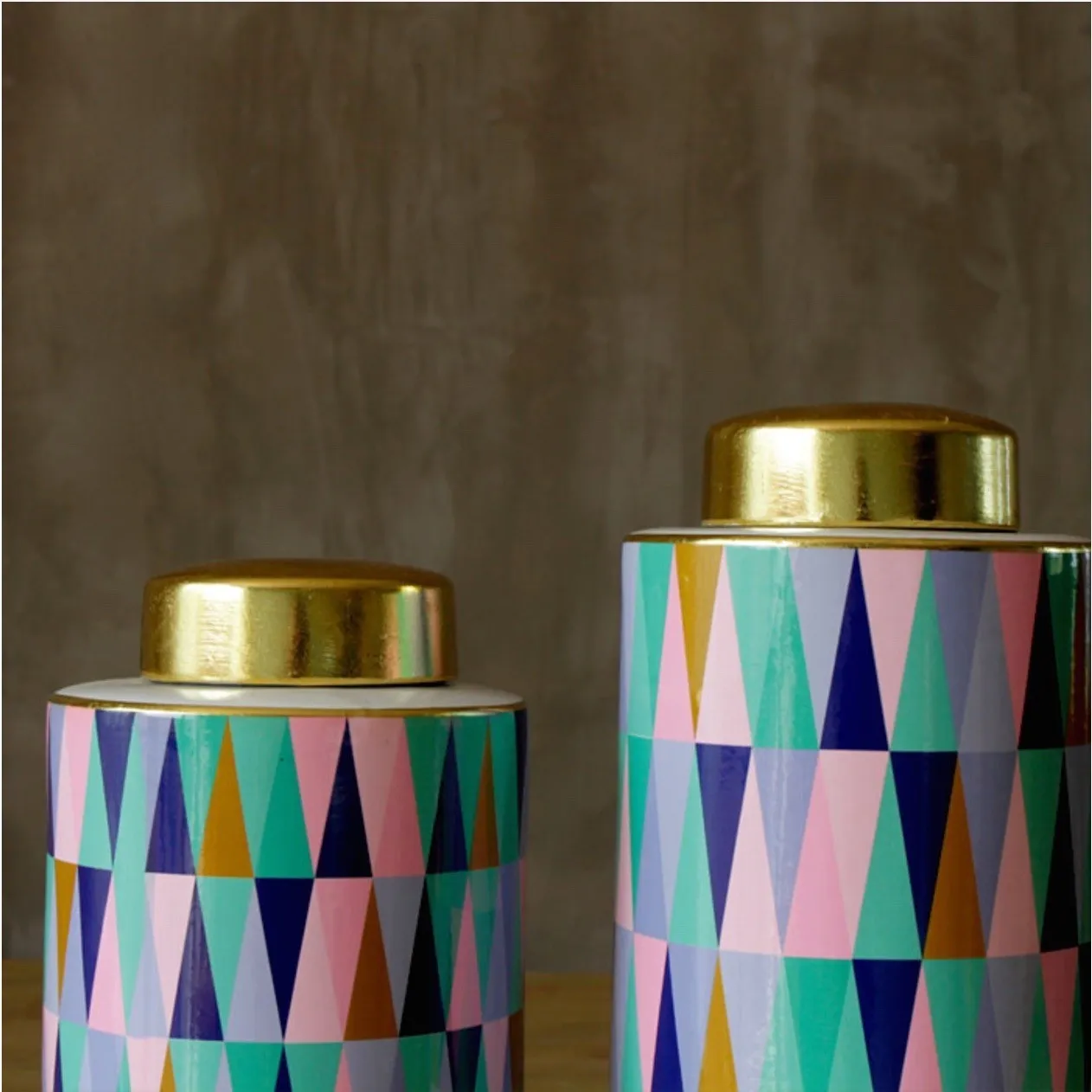 Pastel Geomatric Pattern Urn Vases