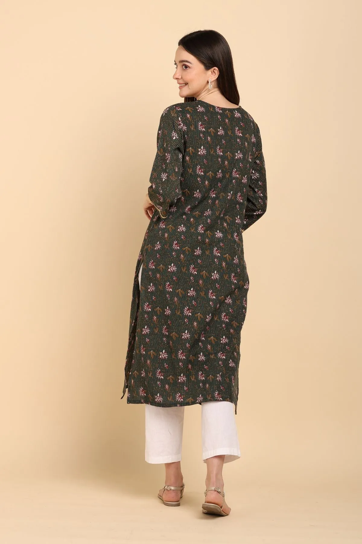 Royal Bottle Green Feeding Kurti with Pocket