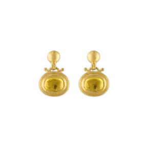 Small Yellow Tourmaline Bell Earrings