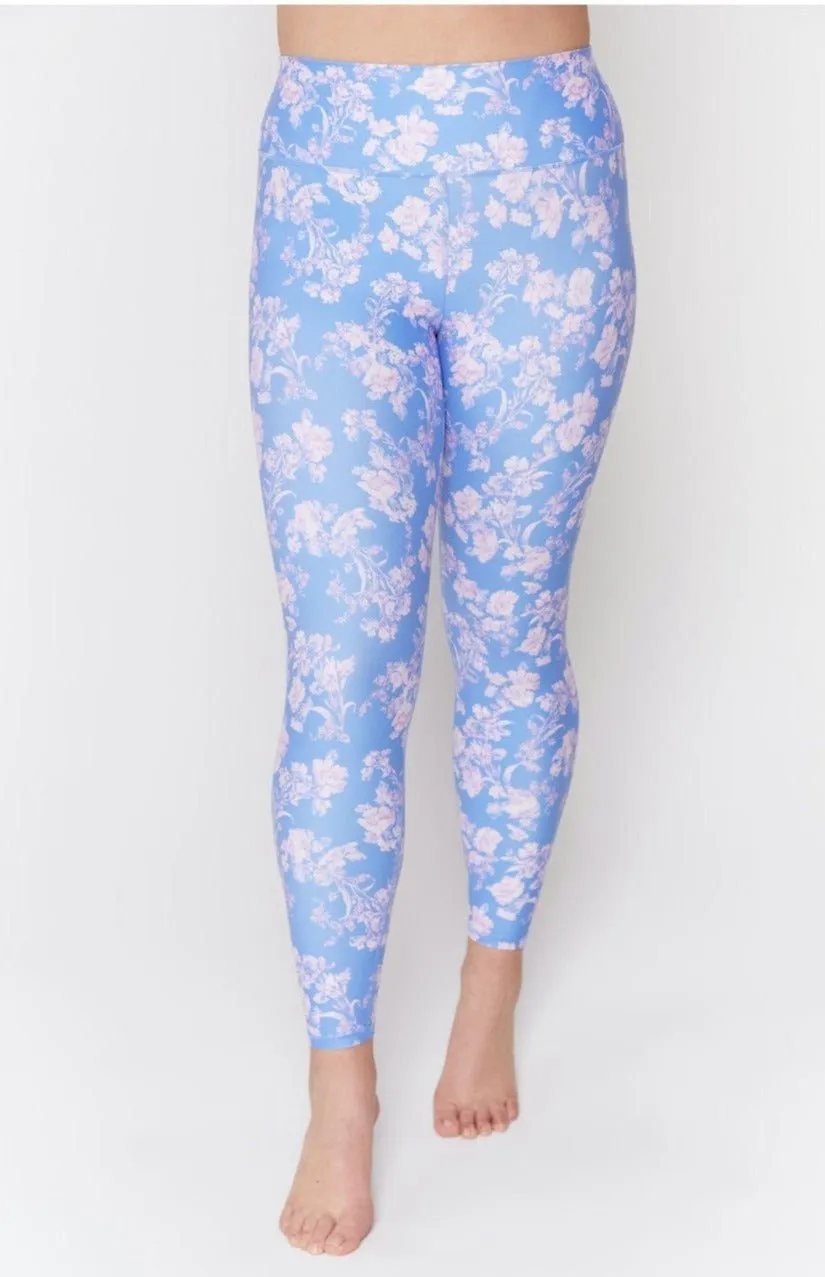 Spiritual Gangster Intent Eco Jersey High Waist Leggings in Jacaranda Print