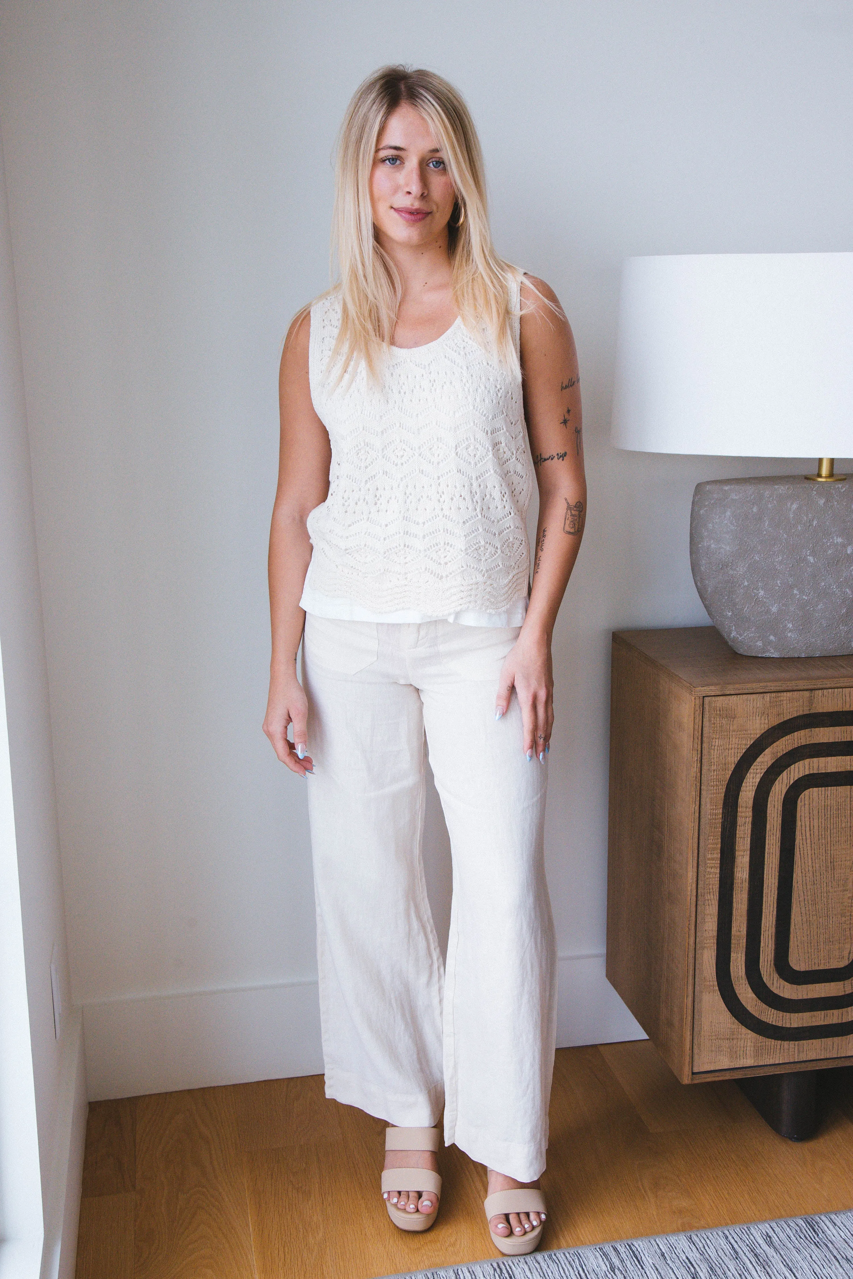 The Linen Marine Wide Leg Pant, Birch | Sanctuary