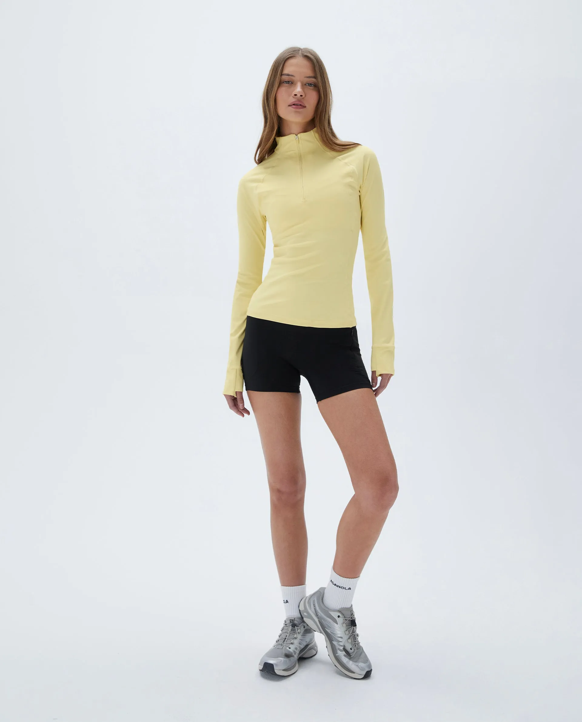 Ultimate Long Sleeve Quarter Zip Top - Lemon Yellow