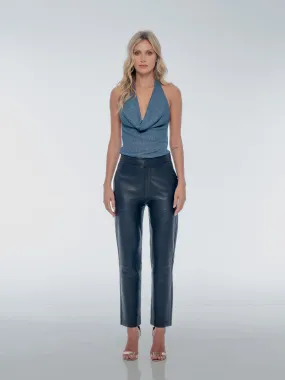 VICTORIA SLIM LEATHER PANT - ECLISPE