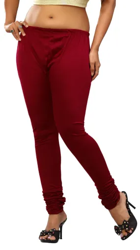 Womens Churidar Stretchable Leggings from India (Maroon)