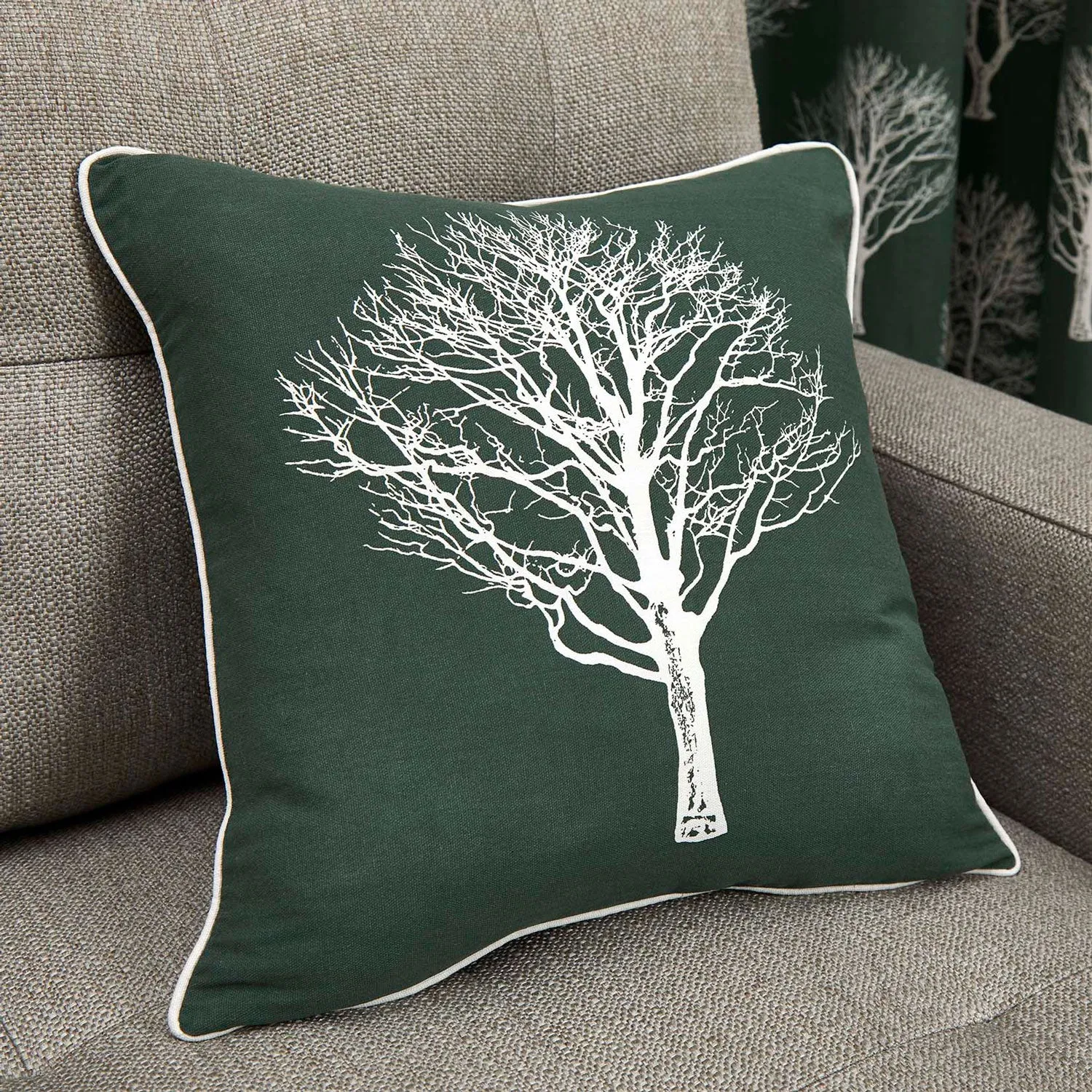 Woodland Trees Cushion - Green